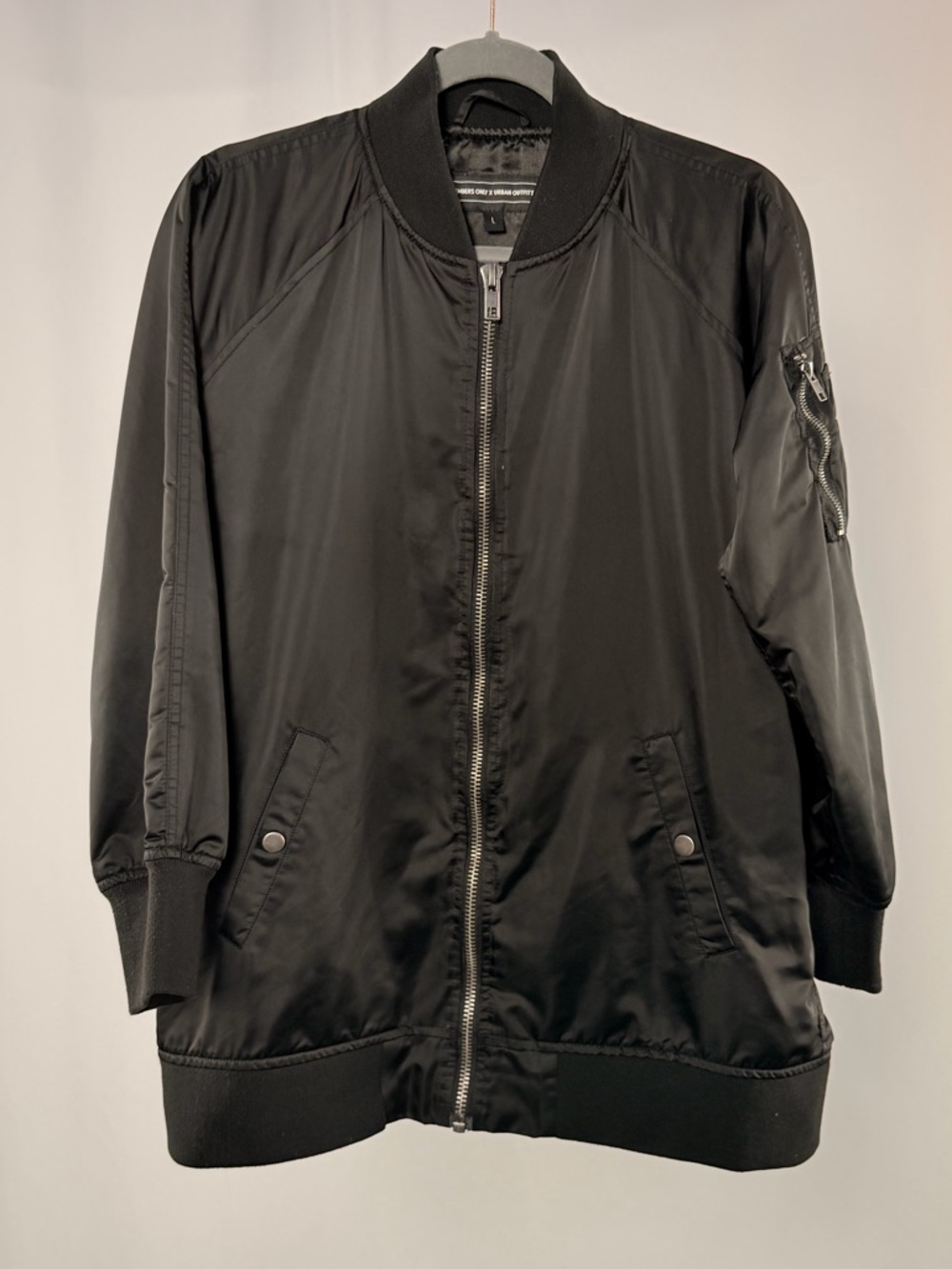 Members Only x Urban Outfitters Full Zip Bomber Jacket in Black Size Large